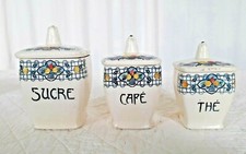 SERIE DE POTS A CONDIMENTS EPICES LONGCHAMP MODELE TREILLAGE SUCRE CAFE THE 