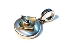 Bijou alliage argenté pendentif bicolore  Pierre Lang pendant