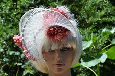 Chapeau bibi cabriolet femme ancien taille unique blanc rose