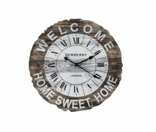 Horloge Murale en Bois Marone Style Anglais Gare Batterie A