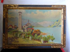 Huile sur toile lac - huile, italien