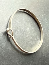 Ancien Bracelet Gourmette En Argent Massif Silver Maille Simple jonc noeud 