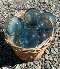 LOT DE 2,2" FLOTTEURS de pêche japonais en VERRE - 9 BOULES de bouée rondes a...