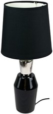 Lampe a poser ceramique tissu noir et argent Luminaire chevet LED chambre salon