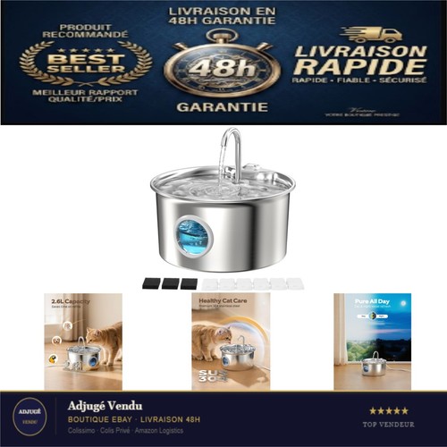 Fontaine eau chat inox 6l - fontaine,