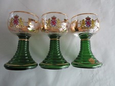 3 verres à vin d'alsace pieds annelés et dorures