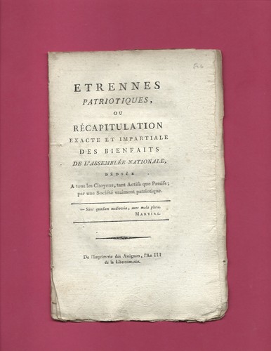 Pamphlet satirique 1795 - satirique,