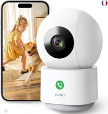 Caméra de Surveillance WiFi Intérieure AOSU 2K avec Vision Nocturne - NEUF