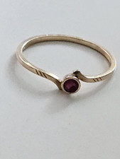 Bague Solitaire En Or 14k Et Véritable Rubis Rouge Vintage .
