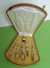 Charmant Nécessaire de Couture Argent Poinçonné Art Déco Ecrin Sewing Set