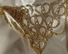 Neuf Luxe Strass Gold OR Doré Sexy Metal Bijoux  TU Lingerie Adaptable
