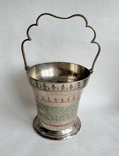 Ancien rare seau à glaces champagne vin Air India métal argenté aviation avion