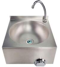 LAVE-MAINS MURAL EN INOX, COMMANDE AU GENOU TEMPORISEE, EVIER A COMMANDE FEMO...