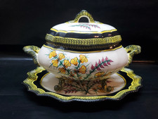 Soupière HB Henriot Quimper-faïence peinte a la main _décor floral- année 50/60