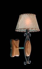 Applique en Bois Fer Forgé Et Laiton A 1 Lumière Coll. Bga 1071 Rustique