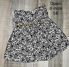Dpam 6 MOIS FILLE : ROBE fleurie Blanche Grise TBE