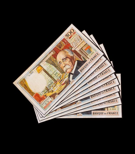 Liasse billets 500 fr - 10,