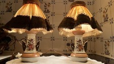 Paire De Lampes De Chevet Porcelaine Anciennes