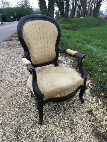 Fauteuil louis peint en - fauteuil,