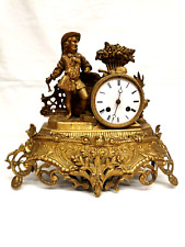 Belle Pendule Horloge ancienne en Bronze doré , voir marquages / signatures !