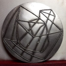 Rare grande médaille 99mm par Gilioli clarté lunaire Art abstrait abstract art