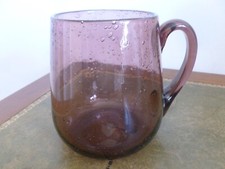 AUTHENTIQUE BIOT  VERRE CHOPE BIERE SOUFFLE BULLE TEINTE AMETHISTE  H.12 CM