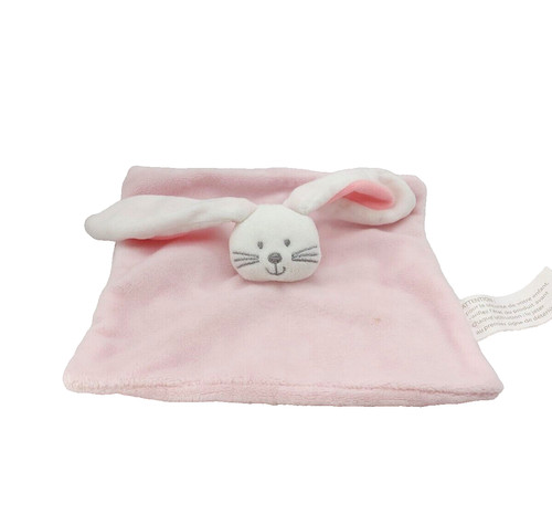 Doudou plat lapin - blanc, rose