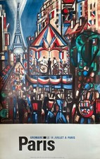 GROMAIRE AFFICHE LITHO PARIS FÊTE DU 14 JUILLET MOURLOT ORIGINAL FRENCH POSTER