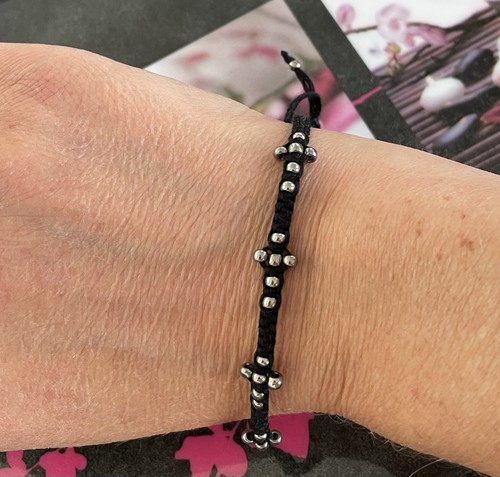 Bracelet cordon noir - bracelet, croix
