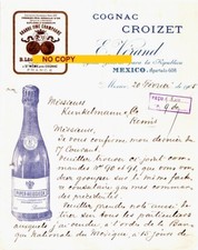 Beau Document 20/02/1905 VERAND Cognac CROIZET Mexico MEXIQUE