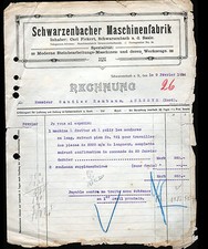 SCHWARZENBACH (ALLEMAGNE) USINE de MACHINE à POLIR "RECHNUNG ,Carl FICKERT" 1914