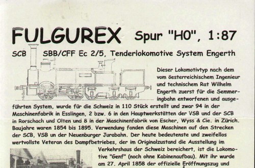 Fulgurex information sheet - sheet, ho
