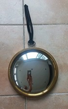 Ancien Miroir Medaillon Rond Convexe  Doré Oeil De Sorcière 
