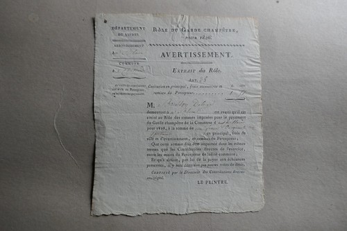 1826 rôle garde champêtre - du,