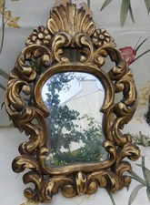 Miroir Baroque Bois Doré Louis XV dans l'état 49cm x31,5cm de haut voir photos