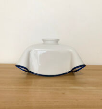 Abat-jour pour suspension en opaline drapé bleu et blanche