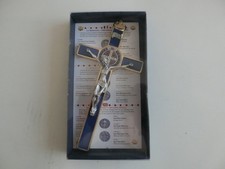 10.004.11 Crucifix Croix Saint Benoît Or 20 CM Blu Lancé Saint Benoit Neuf