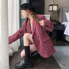 Veste De Costume Blazer Femme Bureau Élégant Sur en Velours Côtelé 21130