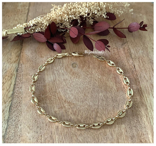 Bracelet maille grain café - bracelet,