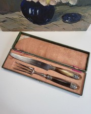 Service à découper Manche corne Couteau et Fourchette à viande Lucien Got