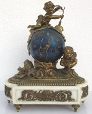 Pendule bronze globe céleste décor putti Ange d'époque XIXe siècle
