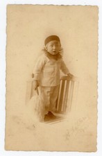 CARTE PHOTO F. De Clercq Antwerpen, petit Pierrot en costume