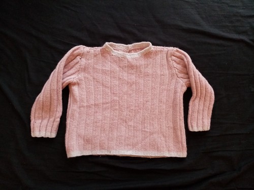 Pull rose tricoté main taille - main,