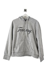 Sweat zippé gris Tommy Hilfiger homme/femme M – coton doublé polaire chaud