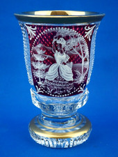 VAL SAINT LAMBERT Vase calice cristal taillé dame pâte de verre Liberty 1800 XIX