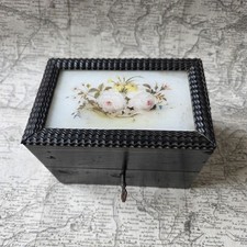 Coffret de Senteur Napoleon III Fixé Sous Verre Roses Victorian French Box 19thC