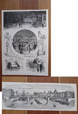 Lot de 6 gravures anciennes XIXe thème Paris et ses environs +1 gravure offerte.