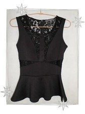 A - Haut Top Noir Dentelle Guess Los Angeles Taille S