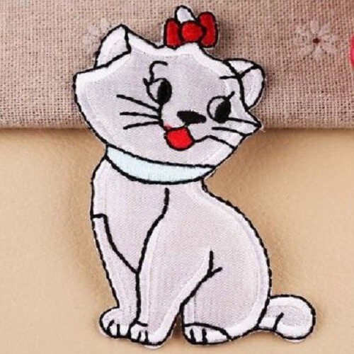 écusson patch chat blanc - patch,