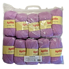 LOT de 12 pelotes Laines fils à tricoter KATIA. Rose, Mauve